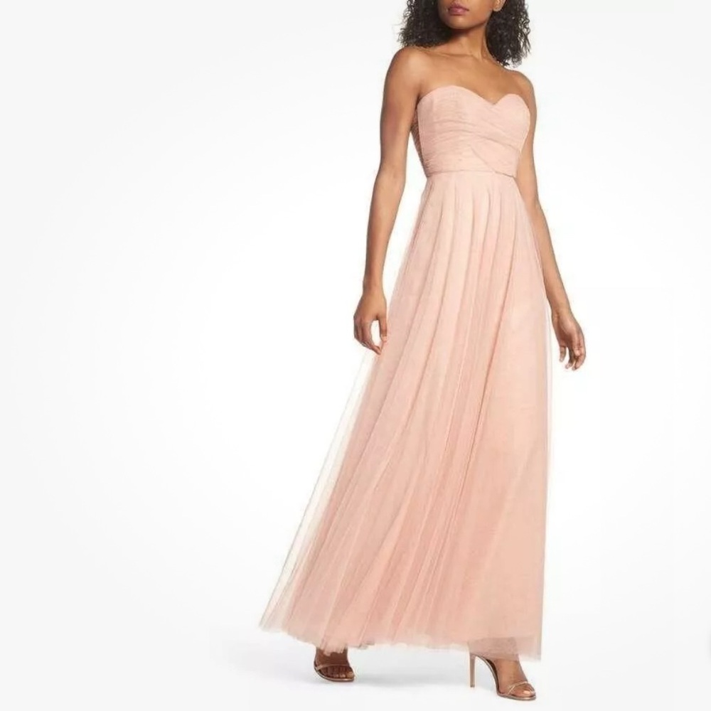 Jenny Yoo Anthropologie  BHLDN Pink Strapless tulle Dress 8 evening gown formal